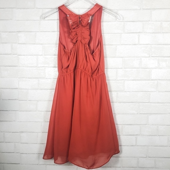 Atown Silk Burnt Orange Sleeveless Dress - Picture 5 of 5